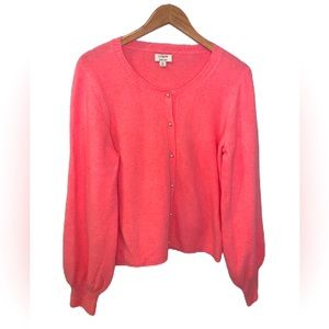 J.Crew Factory Extra Soft Bubblegum Pink Cardigan with Pearl Buttons Size M